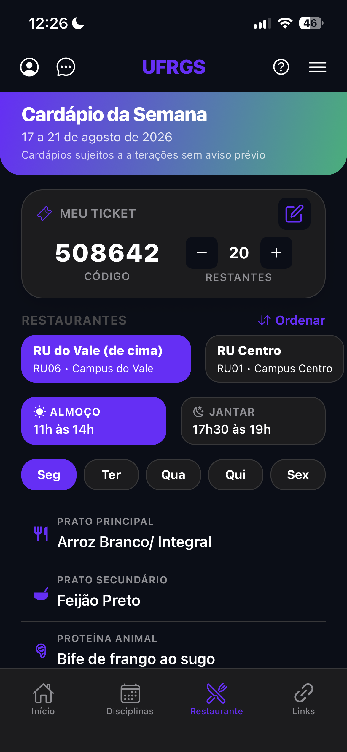 O RU inteiro no bolso. — tela 1