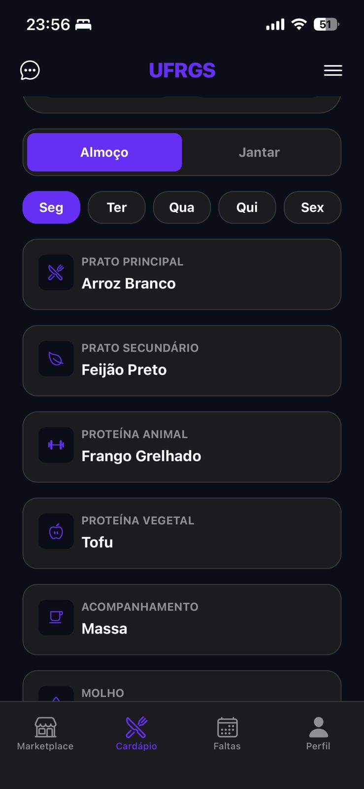 Cardápio do RU
