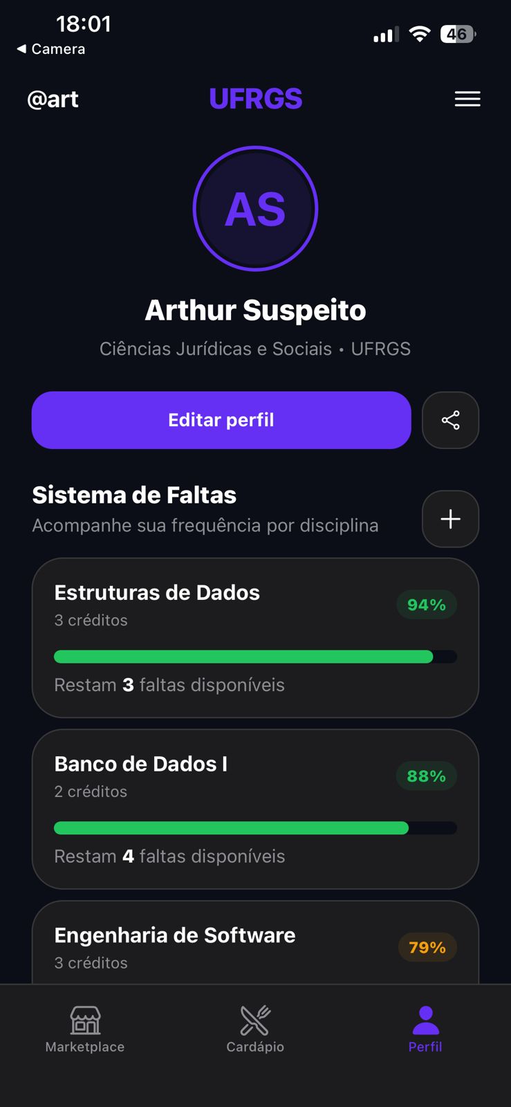 Controle de faltas