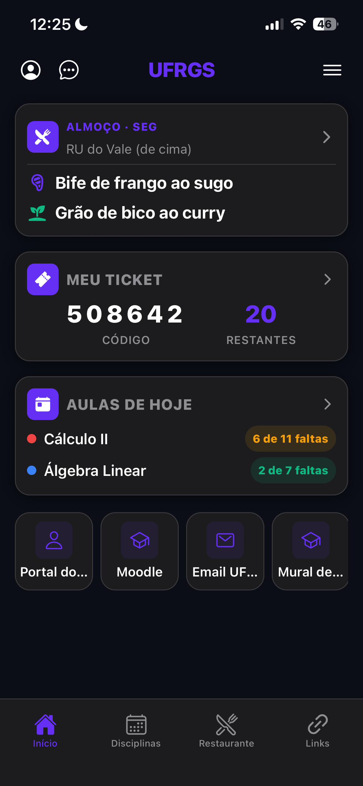 Tela inicial do Unify
