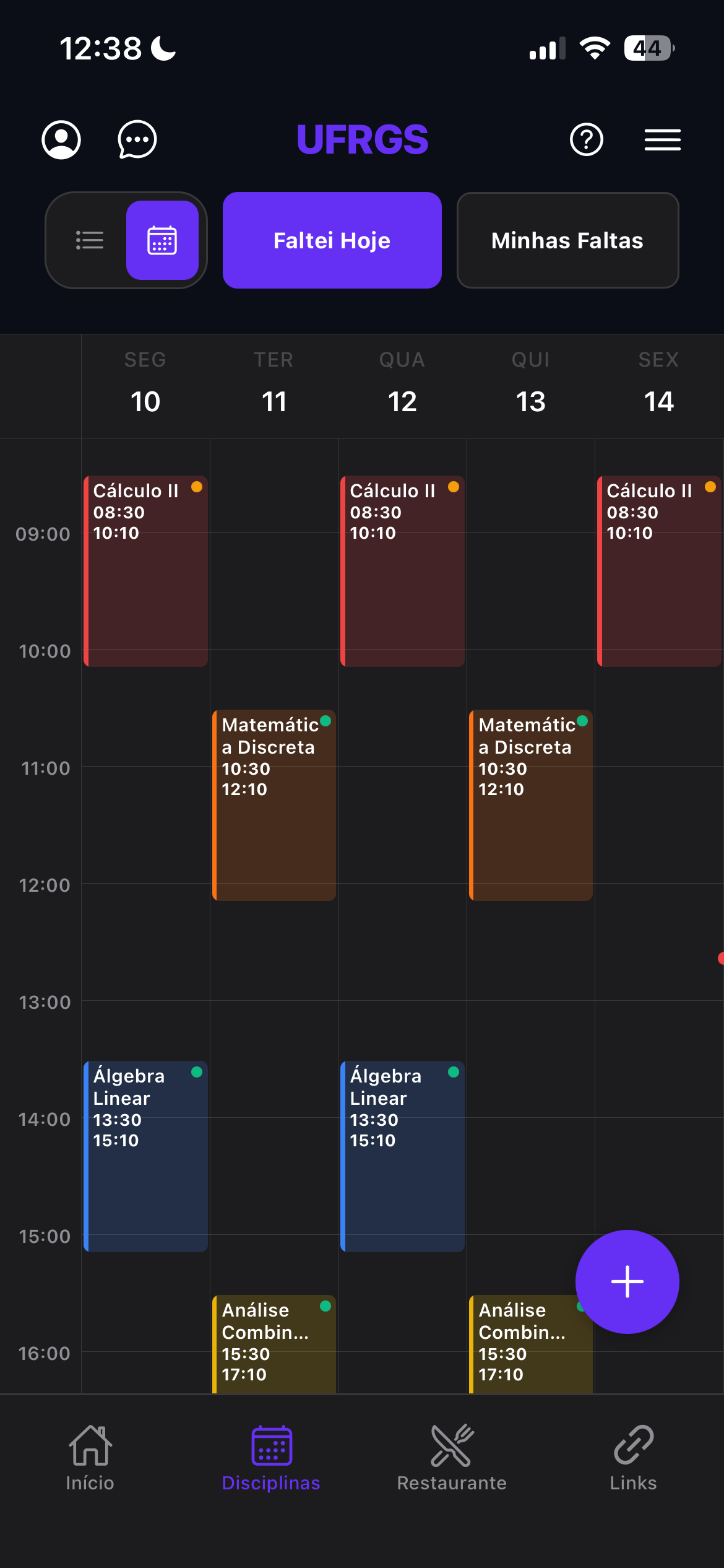 Grade da semana
